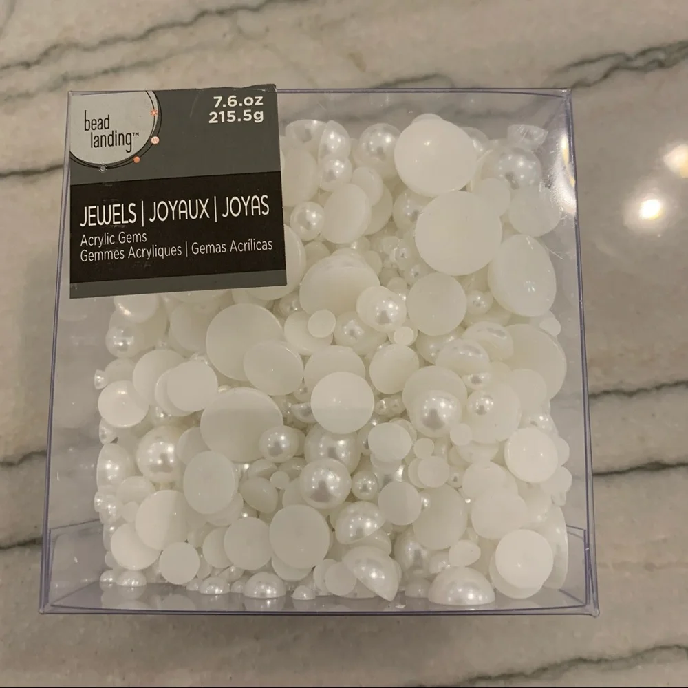 Faux White and Pearl Acrylic Crafting Beads - Picture 2 of 4